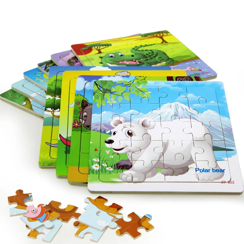 

3D Puzzle Children's 20 Piece Wooden Grassland Animal Stories Puzzle Idiom Puzzle Learning Toys for Children