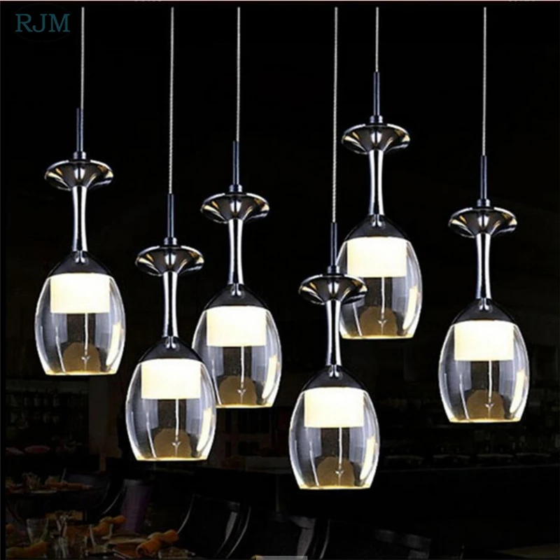 

Modern Crystal Pendant Lights Goblet Glass Hanglamp Kitchen LED Light Fixture Christmas Decorations for Home Dining Room Lights