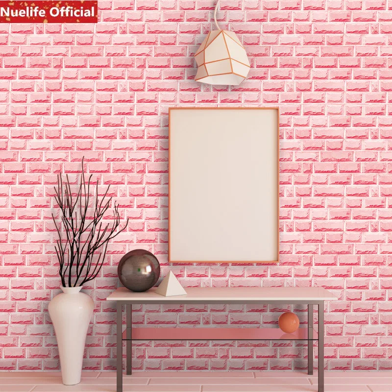 3D Розовые Обои с имитацией кирпича для гостиной детской комнаты свадебной бара