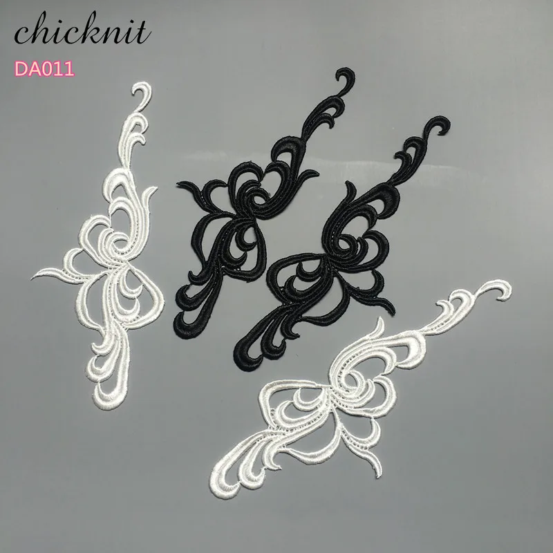 

CHICKNIT 5 pairs white black embroidery lace collar flower applique dress accessories fabric DA011