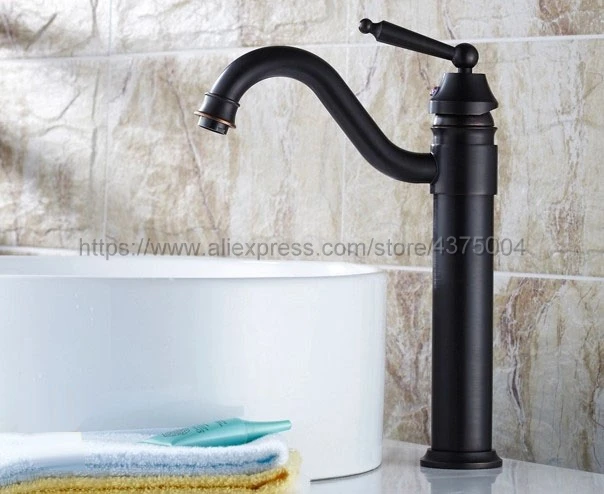 Bathroom Black Oil Rubbed Brass Basin Faucet Single Handle Bathroom Sink Faucet Cold and Hot Mixer Water Nhg019