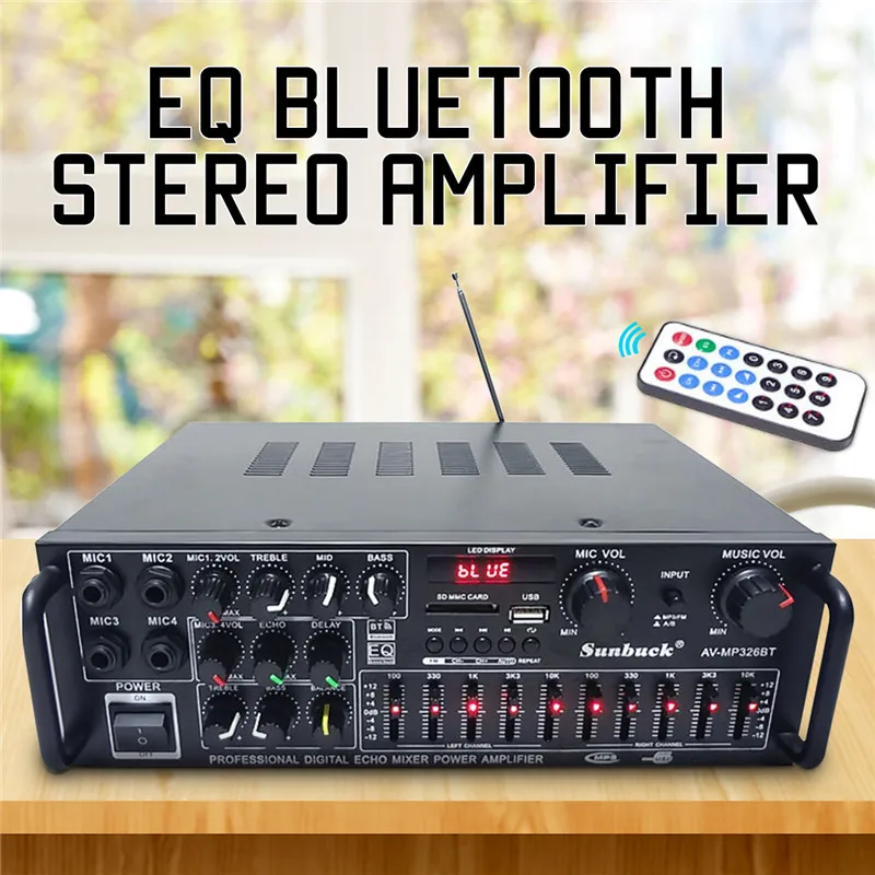 

2 Channel EQ Hifi Stereo Audio Amplifiers Universal bluetooth Car Auto Stereo Power Amplifier Car Sound Wireless Amplifier