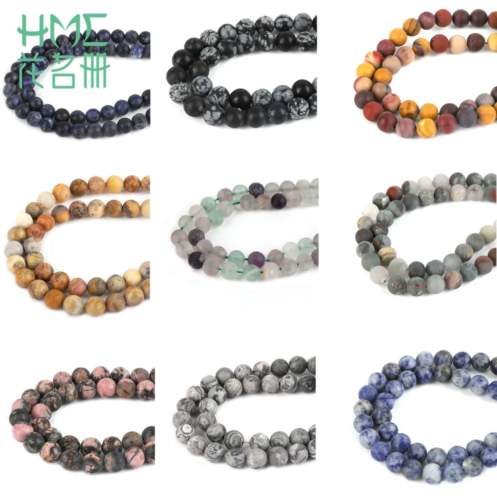 

38cm Natural Stone 6mm Round Beads Matte Mixed Gem beads Loose Beads For DIY Necklace Bracelet Jewelry Making Accessory