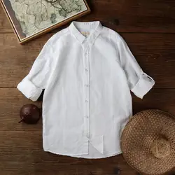 Весна и осень простой классический Льняная мужская рубашка с длинными рукавами Повседневная мода рубашки мужские льняные удобные рубашка
