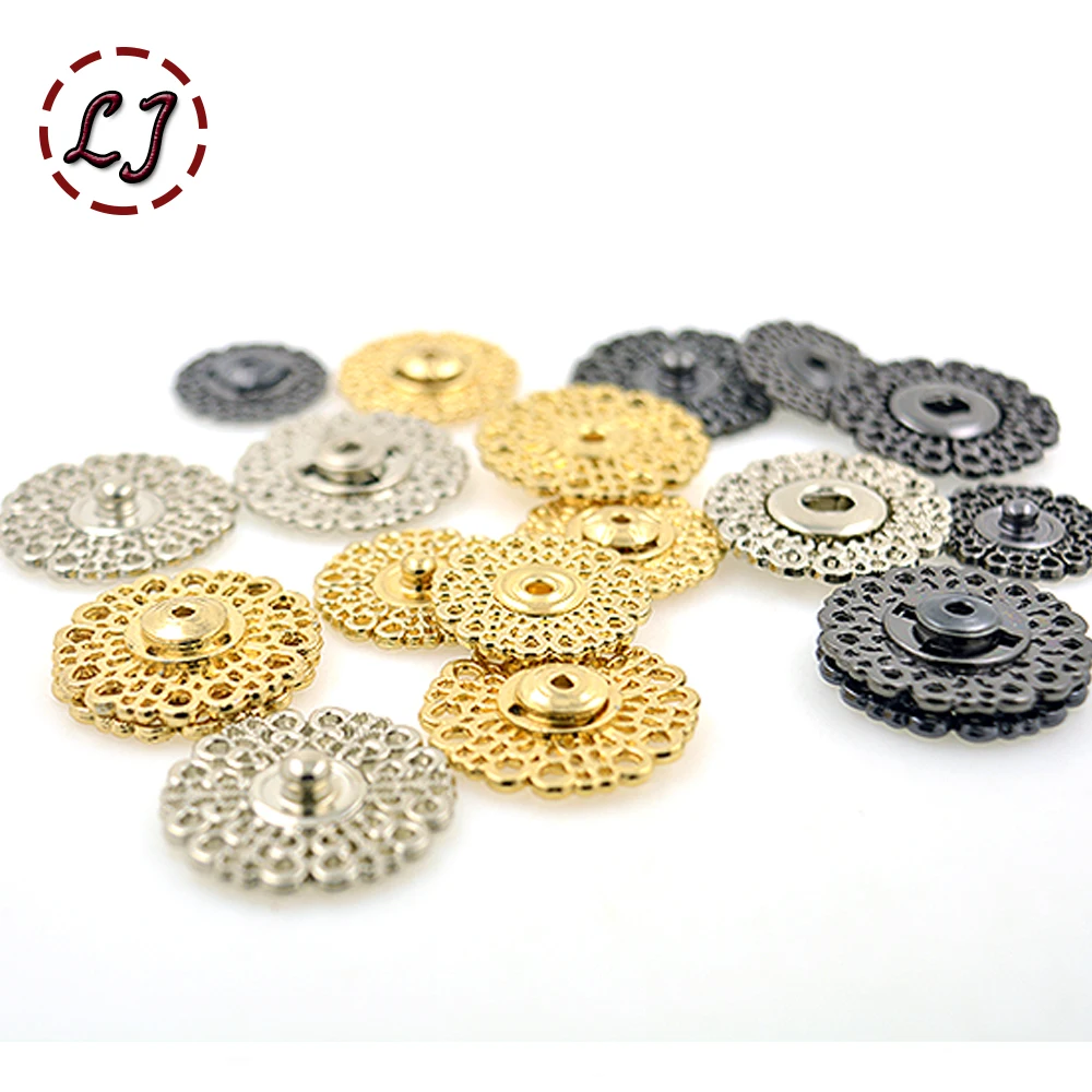 

High quality 10pcs/lot 18mm/21mm/25mm gold white big Metal copper Snap Fasteners Press Button for suit jacket clasp mink coat