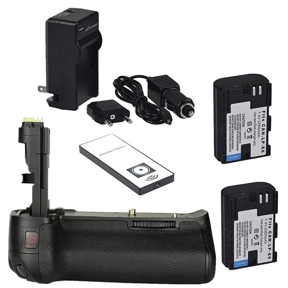 Battery Grip For Canon EOS 60D DSLR Camera as BG E9 BGE9 + White IR Remote + 2x LP E6 battery