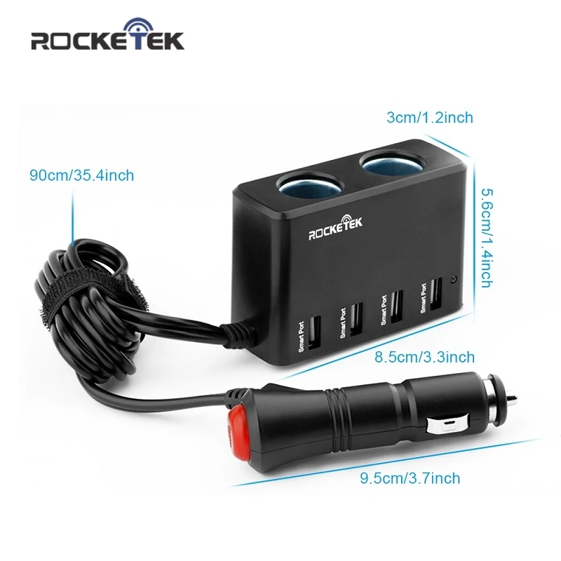 Rocketek Мульти usb Автомобильное зарядное устройство smart ic 4 USB 6A 2 автомобильный прикуриватель телефон адаптер аксессуары для iphone автомобильное ... Rocketek Мульти usb Автомобильное зарядное устройство smart ic 4 USB 6A 2 автомобильный прикуриватель телефон адаптер аксессуары для iphone автомобильное ...