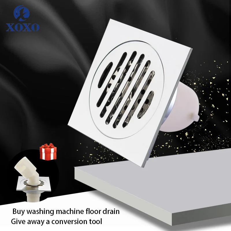 

XOXO Brass Shower Floor Drain Bathroom Deodorant Square Floor Drain Cover Hair Shower Catcher Clean Strainer DL001/DL002