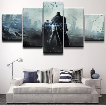 

Modular Canvas Paintings Wall Art Print Pictures 5 Pieces Batman Superman The Dark Knight Movie Poster Home Decor Framework