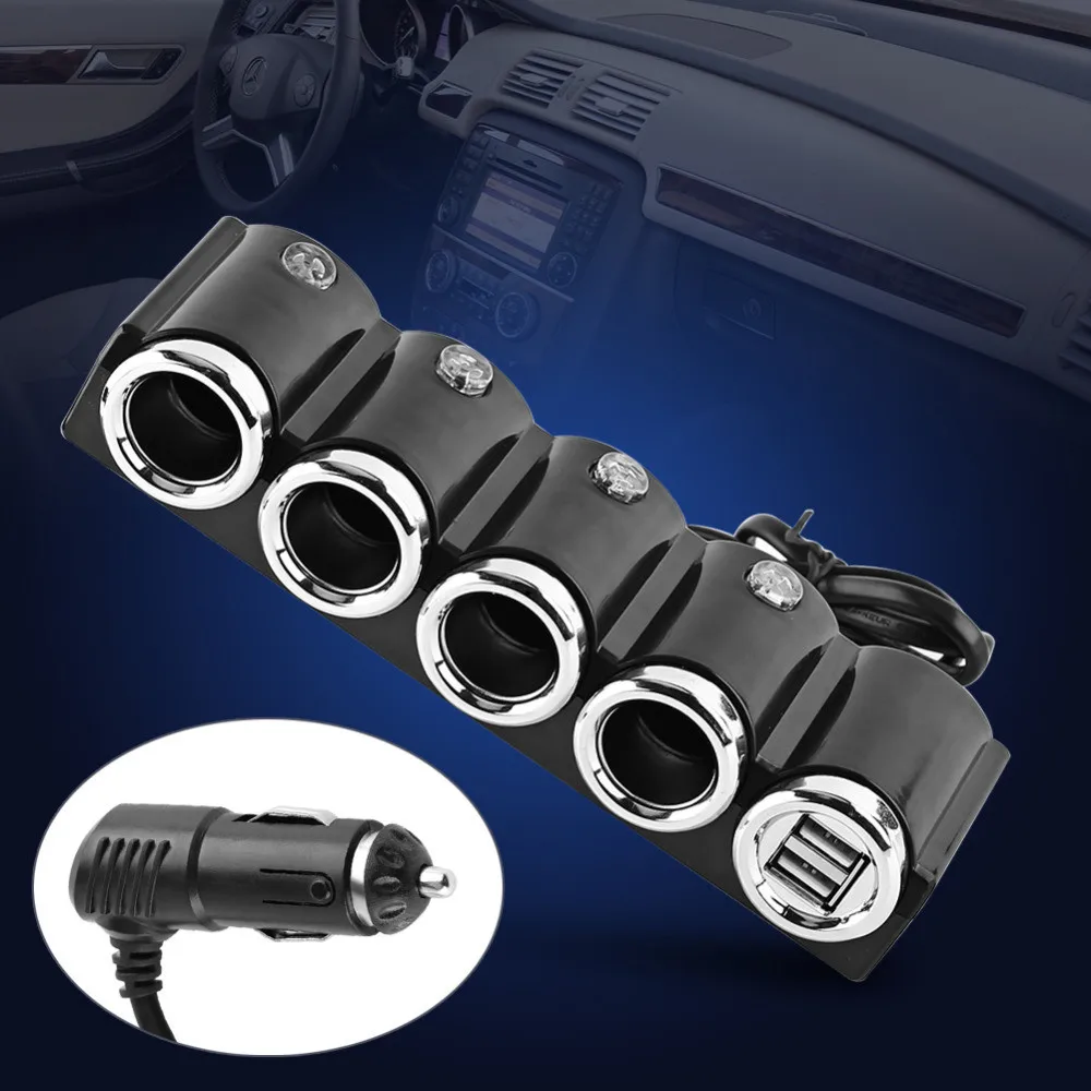 

DC 12V/24V USB 4 Way Multi Socket Auto Car Splitter USB Power Adapter Charger with Switch Charger for iPhone