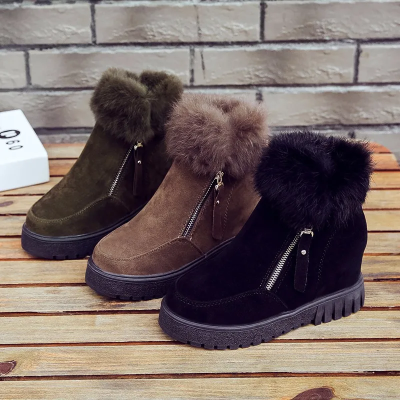 SWYIVY Womens Boots Winter Fur Warm Shoes Platform 2018 Female Snowboots Casual Sneakers Cotton Padded Wedge Woman Snow Boots