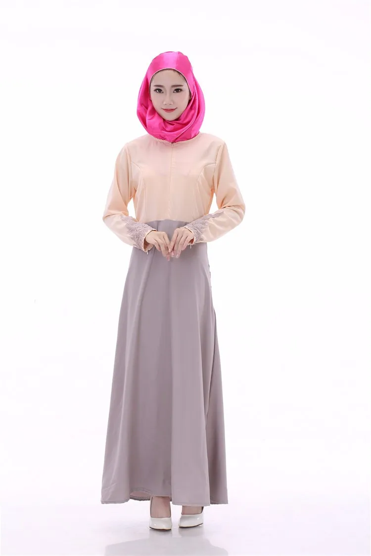 Кружево Декор moslima jurken мусульманских абайя платье для женщин женская мусульманская одежда модные abaya vetement musulmane 2 цвета лоскутное