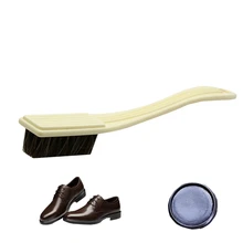 Домашняя щетка для обуви из конского волоса с длинной ручкой, полировка из натуральной кожи, мягкая полировальная щетка для чистки, щетка для чистки нубука