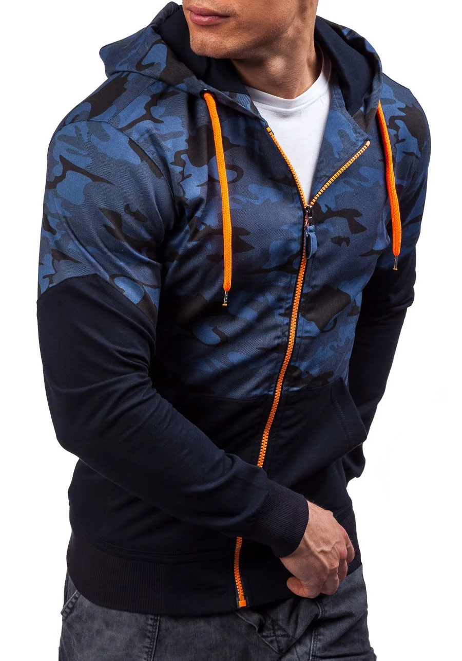 ZOGAA Hot 2019 Spring Camouflage Patchwork Hoodies Men Zipper Cardigan Sweatshirts Slim Fit Sportswear Men's Fashion Tracksuit