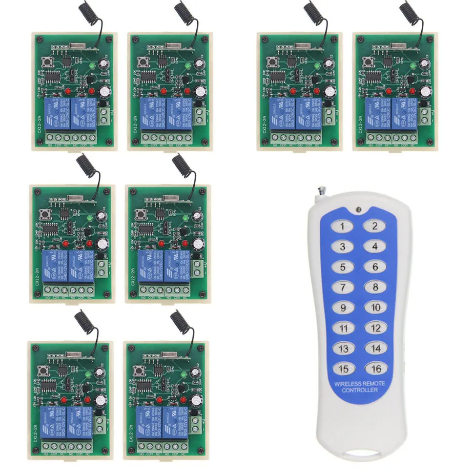 DC 12 В 24 В 2 CH 2CH Реле Переключатель параллельное соединение RF беспроводной удаленного коммутатора Smart приемник 16CH передатчик - Цвет: 1