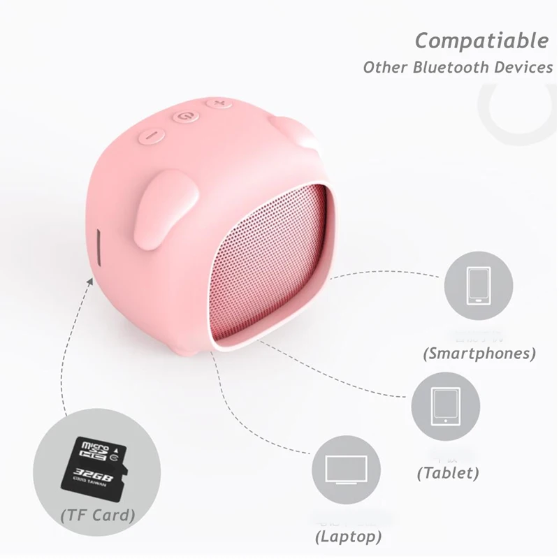 

pink pig portable speaker bluetooth sound box column mini speaker talking biuetooth music center home theater soundbar caixa de