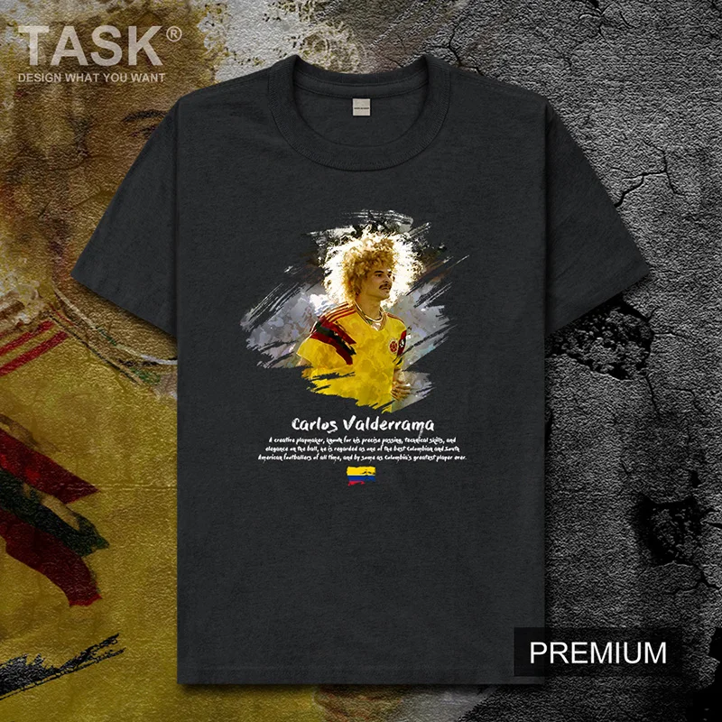 

Carlos mens t shirt Valderrama jerseys Colombia footballer star tshirt tops cotton Printed t-shirts summer fitness Short Sleeve
