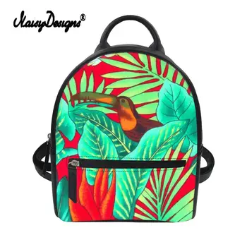 

Fashion Floral Tropical Bird Prints Women Leather Mini Backpack School Purse Custom Bags for Teen Girls Lady Mochila Feminina