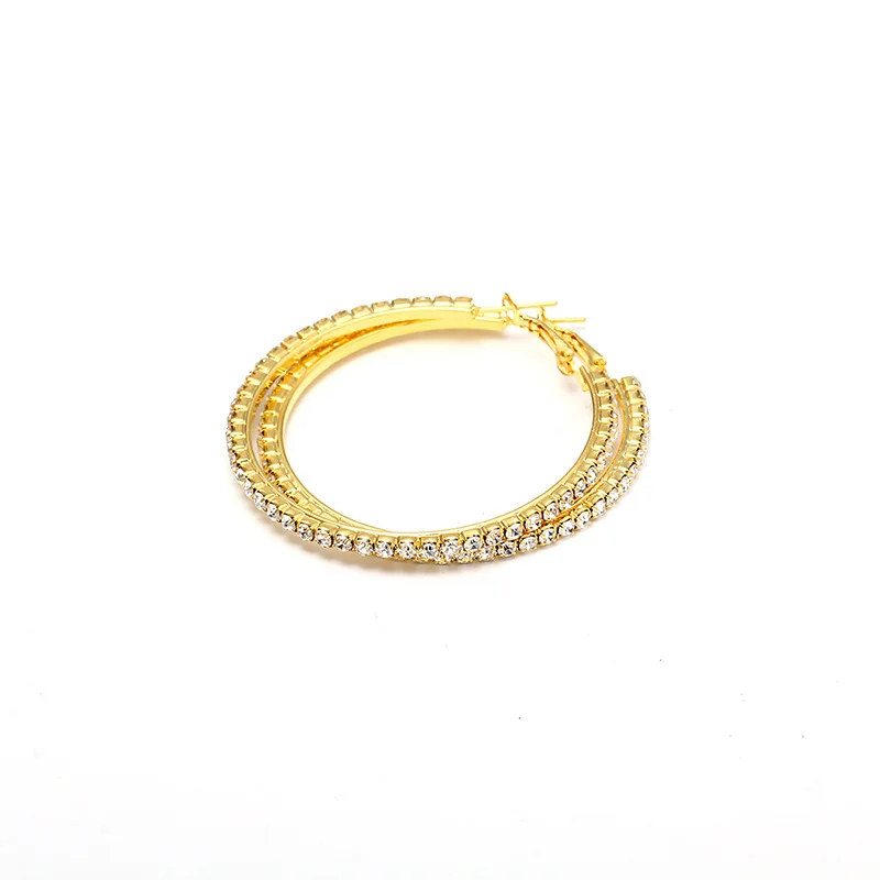 BLIJERY золотой цвет стразы серьги в виде больших кругов массивные хрустальные круглые серьги-кольца для женщин Свадебная вечеринка ювелирные изделия - Окраска металла: 50mm