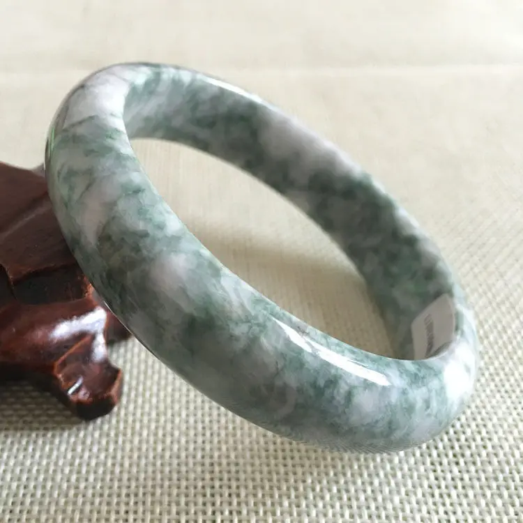 

62mm Certified Grade "A" Natural Green Jadeite Jade Gems Bangle Bracelet 043500