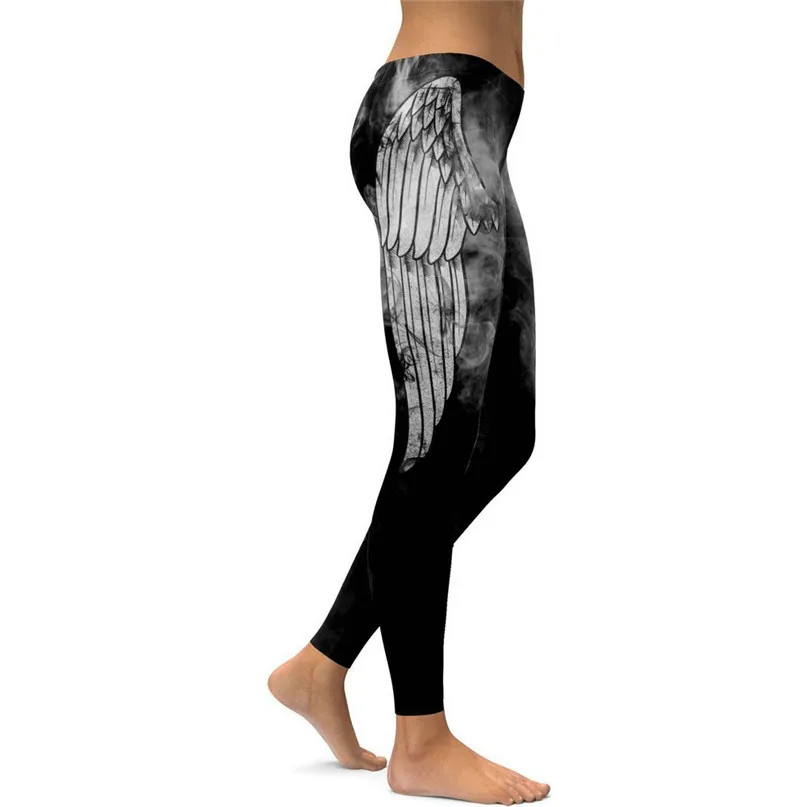 Feather Print Yoga Pants Women High Waist Sexy Workout Leggings Gym Sports Athlete Fitness Running Trousers  #3J#F (5) - 