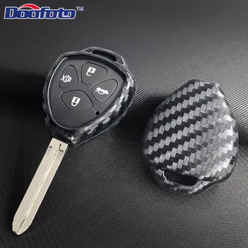 

Doofoto Accessories Car Styling Decoration Carbon Fiber Key Cover For Toyota Corolla 4-Runner Yaris Hilux Fit For Scion Xd Xb Iq