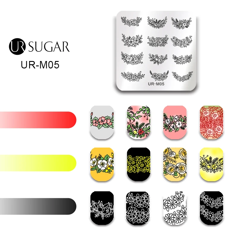 

UR SUGAR 1 Pc Square Nail Art Stamping Template Stencils Plates Nail Image DIY Plates Manicure Stencil Tools