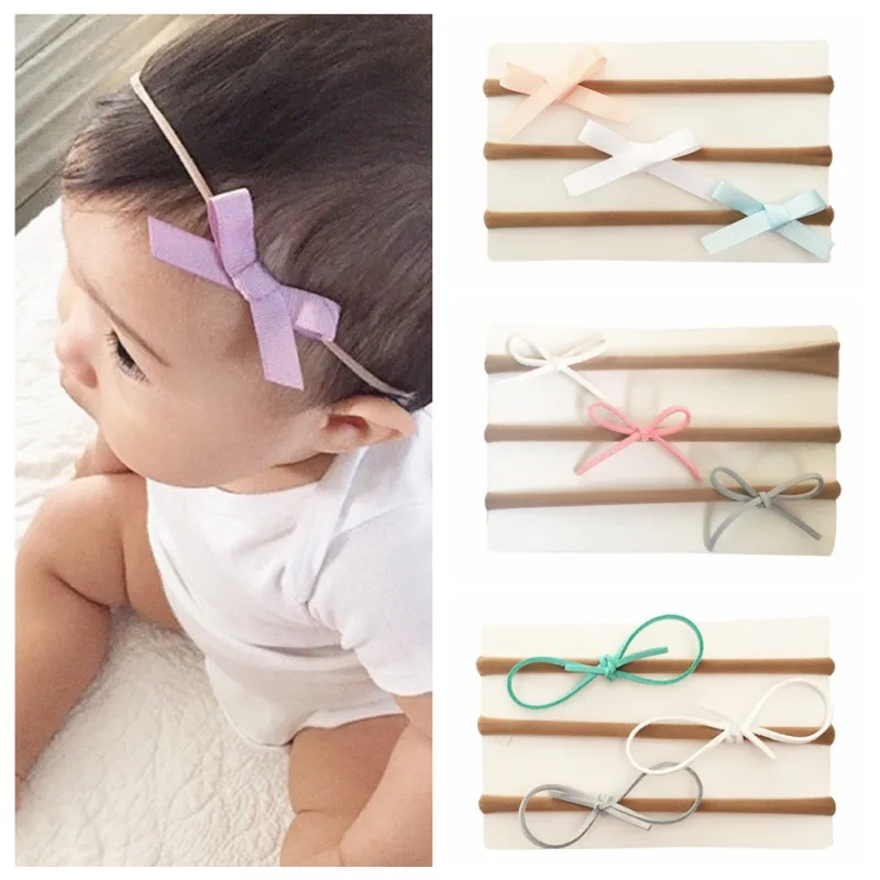 

European and American Simple Children's No Trace Hair Band Baby Shooting Photo Fashion Bow Hair Accessories Three-piece Suit NEW