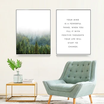 

Pine Forest Landscape Inspiring Quote Canvas Paintings Nordic Posters Prints Wall Art Pictures For Office Living Room Home Decor