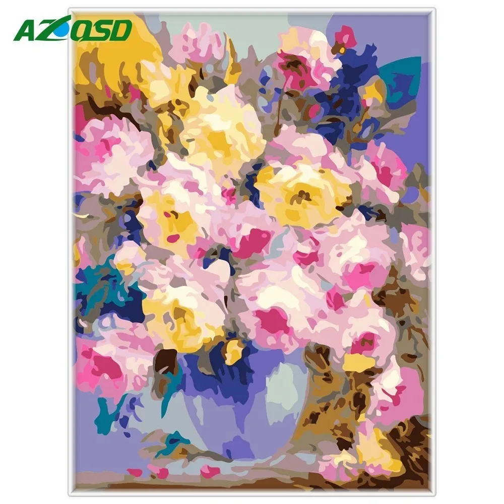 

AZQSD Europe Flower DIY Painting By Numbers Acrylic Paint By Numbers HandPainted Oil Painting On Canvas For Home Decor