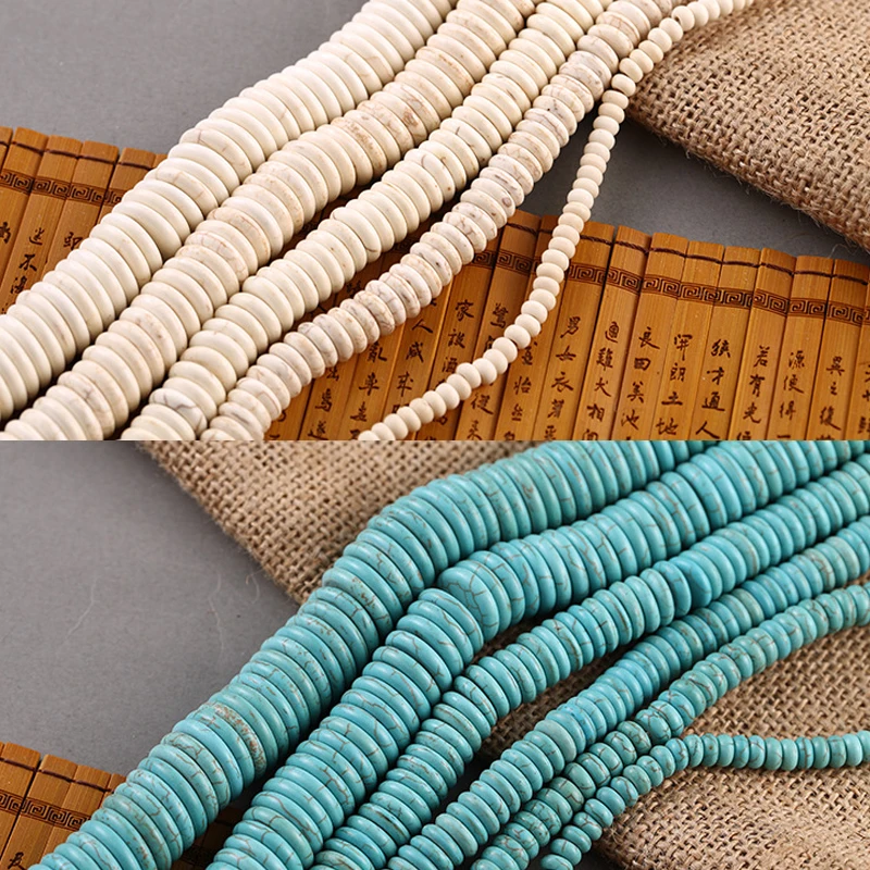 

Blue/white Abacus Stone Turquoises Loose Spacer Round shape Loose Beads 15" Strand 6/8/10/14/16MM DIY Charm Beads Jewelry Making