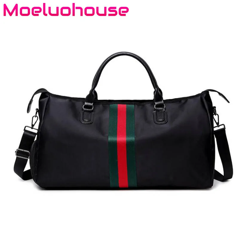 

Moeluohouse Stripe Women Girl Luggage Messenger Crossbody Shoulder Duffle Travel Bag Handbag Tote Sport Large Capacity Oxford