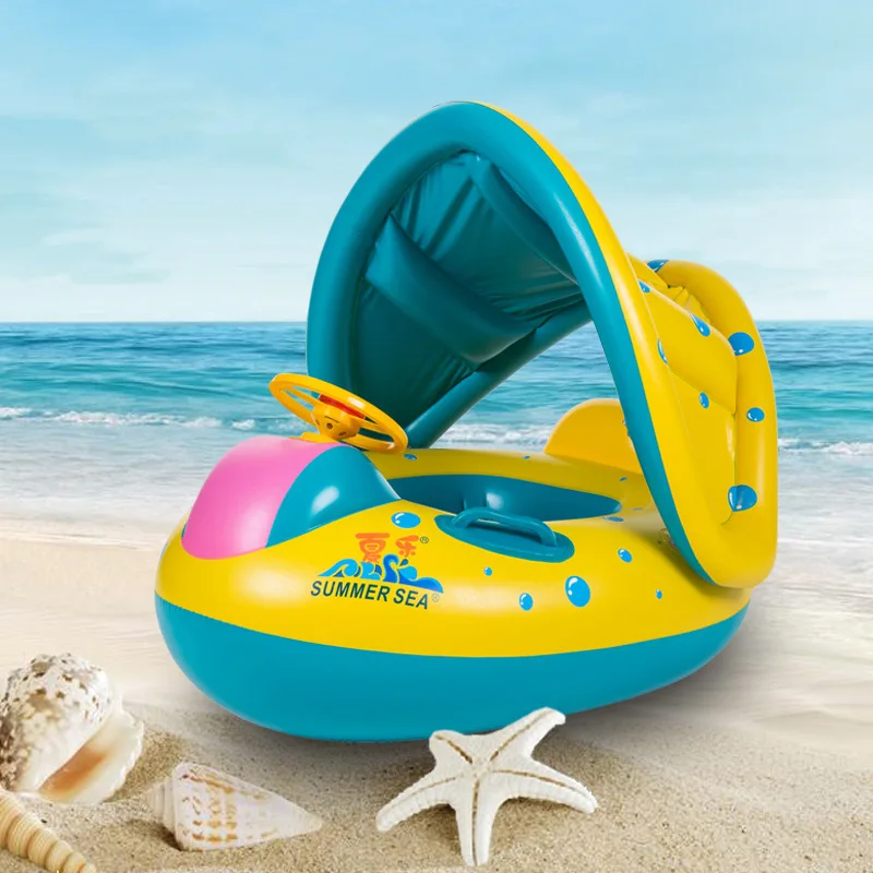 

Kids Baby Swimming Rings Safe Inflatable Swim Pool Toy for Baby Boy Girl Adjustable Sunshade Children Toddler Seat Float Boat