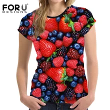 Forudesigns/Спорт Рубашки для мальчиков Фитнес Для женщин Бег Топы корректирующие friuts 3D печать дышащий короткий рукав спортивная Бодибилдинг Футболки для девочек