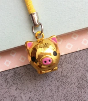 

New 50 pcs Cartoon pig Lovely Jingle Bells,Christmas Decoration,Cartoon Lanyard Accessories Bell key Chains H--96