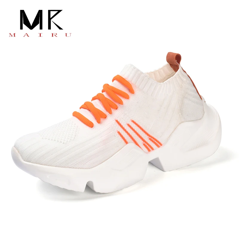 

MAIRU 2019 Transpirable Malla Mujer Casual Zapatos Vulcanizados Mujer Moda Zapatillas De Encaje Suave Alta Ocio Calzado #