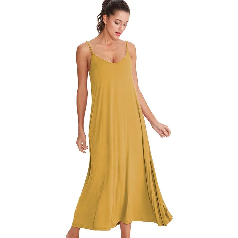 Элегантное женское длинное платье из мягкого хлопка и спандекса, распродажа, однотонное повседневное женское летнее платье M30121
