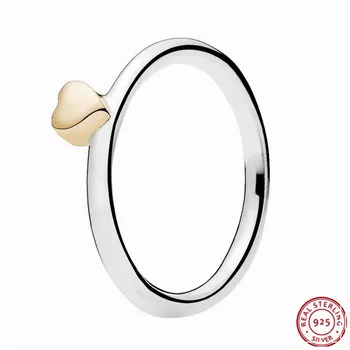 

Hand-finished 925 Sterling Silver Stackable Concept Ring for Women Wedding Feature 14ct Gold Not Plated Puzzle Heart FLR126K