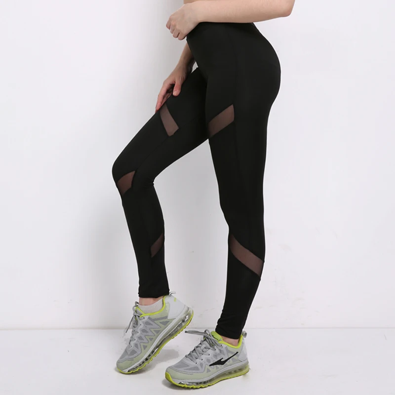 NORMOV спортивные штаны для йоги колготки женская сексуальная сетка одежда для фитнеса Высокая талия Леггинсы для пробежек, спортзала черные классические брюки женские