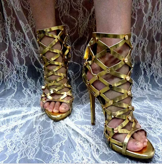 

New Sandal Hot selling Dress Women Shoes Cheap Price Fashion Summer Sandal High Heel Cut Out Ankle Summer Luxury Sexy Rivets