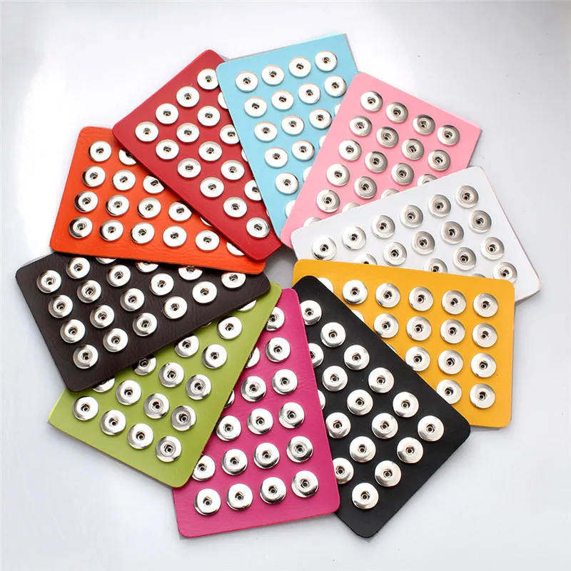 

Wholesale New Snap Jewelry Leather Board Snap Display 24pcs buttons Fit 12mm 18mm Button Snaps Displays Holder