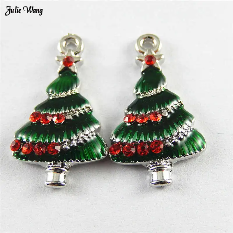 

Julie Wang 10pcs Enamel Christmas Tree Charms Alloy Pendant For Bracelet Necklace Making Xmas Hanging Decor Jewelry Accessories