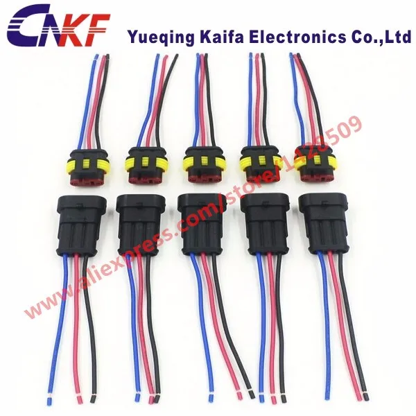 10SetsTycoAmp3WayFemaleMaleElectricalConnectorsWaterproof