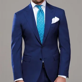

2017 Mens Suits Classic Style wedding suits for me Tuxedo costume homme Royal Blue Men Suit Two Piece Tuxedos (Jacket+Pants+tie)