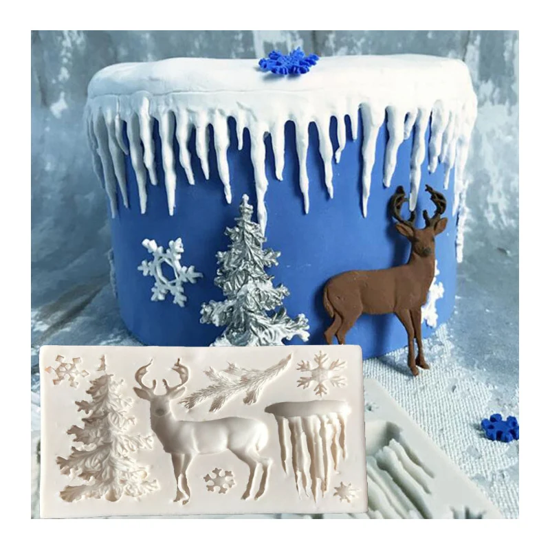 

Christmas Tree Elk Snowflake Icicle Cake Molds Chocolate Moulds For The Baking Cake Tool DIY Sugarcraft Decoration Tool