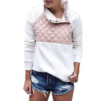 

2019 Autumn Winter Long Sleeve Patchwork Fleece Cottons Outwears Casual Slim Buttons Women Fashion Keep Warm Coats Lady Tops 3XL