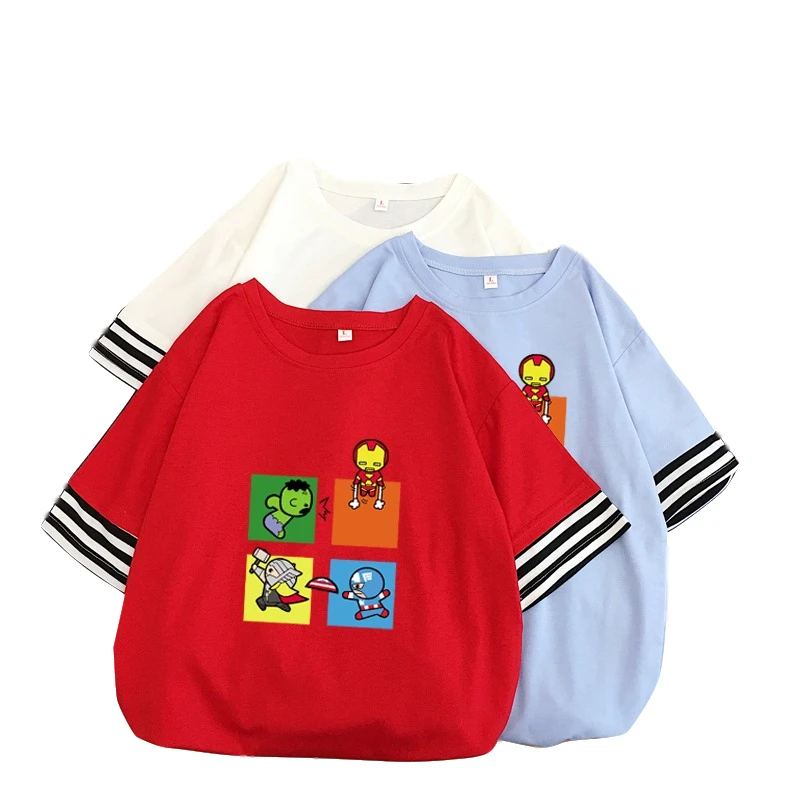 

Women Avengers Endgame T shirt Harajuku Patchwork Summer Tops Cartoon Iron Man Captain America Hulk Thor Tony Stark 2050-140