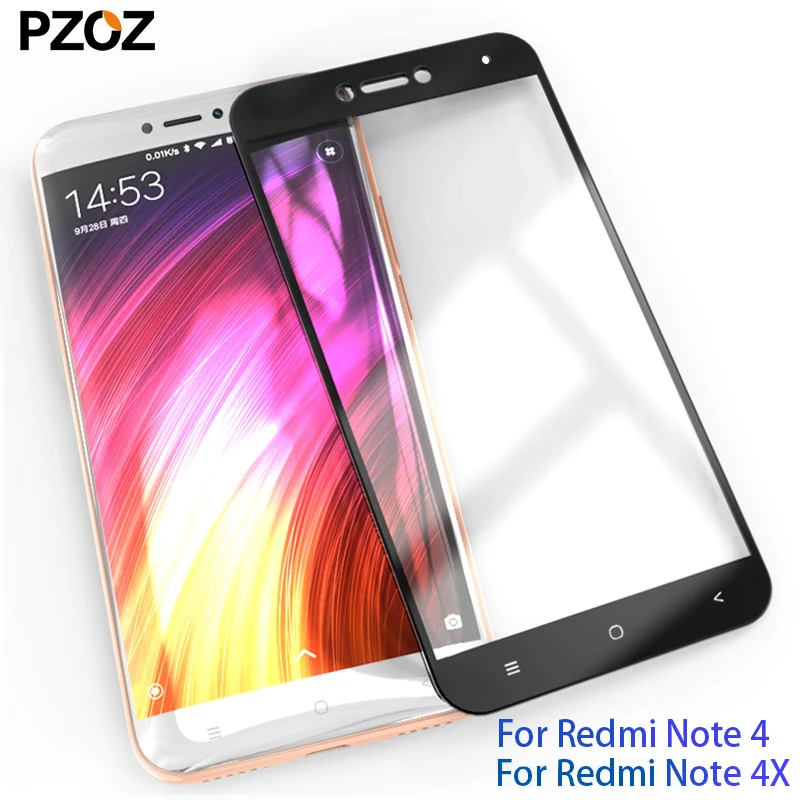 Защитное стекло PZOZ для xiaomi redmi note 4x закаленное 2.5D с полным покрытием 4 pro|screen