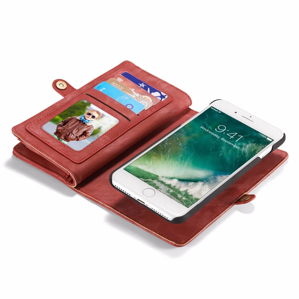 Кожаный чехол-кошелек для iPhone 7 Plus, флип-чехол для телефона s, кошелек для денег, съемный чехол для Apple iPhone7 Plus, чехол-крышка