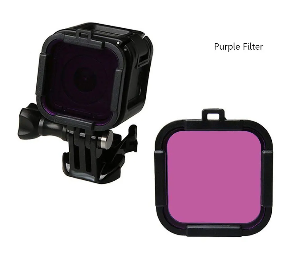 Waterproof Dive Filter 4 Color Diving Filter Red Purple Yellow Gray Lens Cap Lens Protector for Gopro Hero 4 Session 5 Session Cube (7)